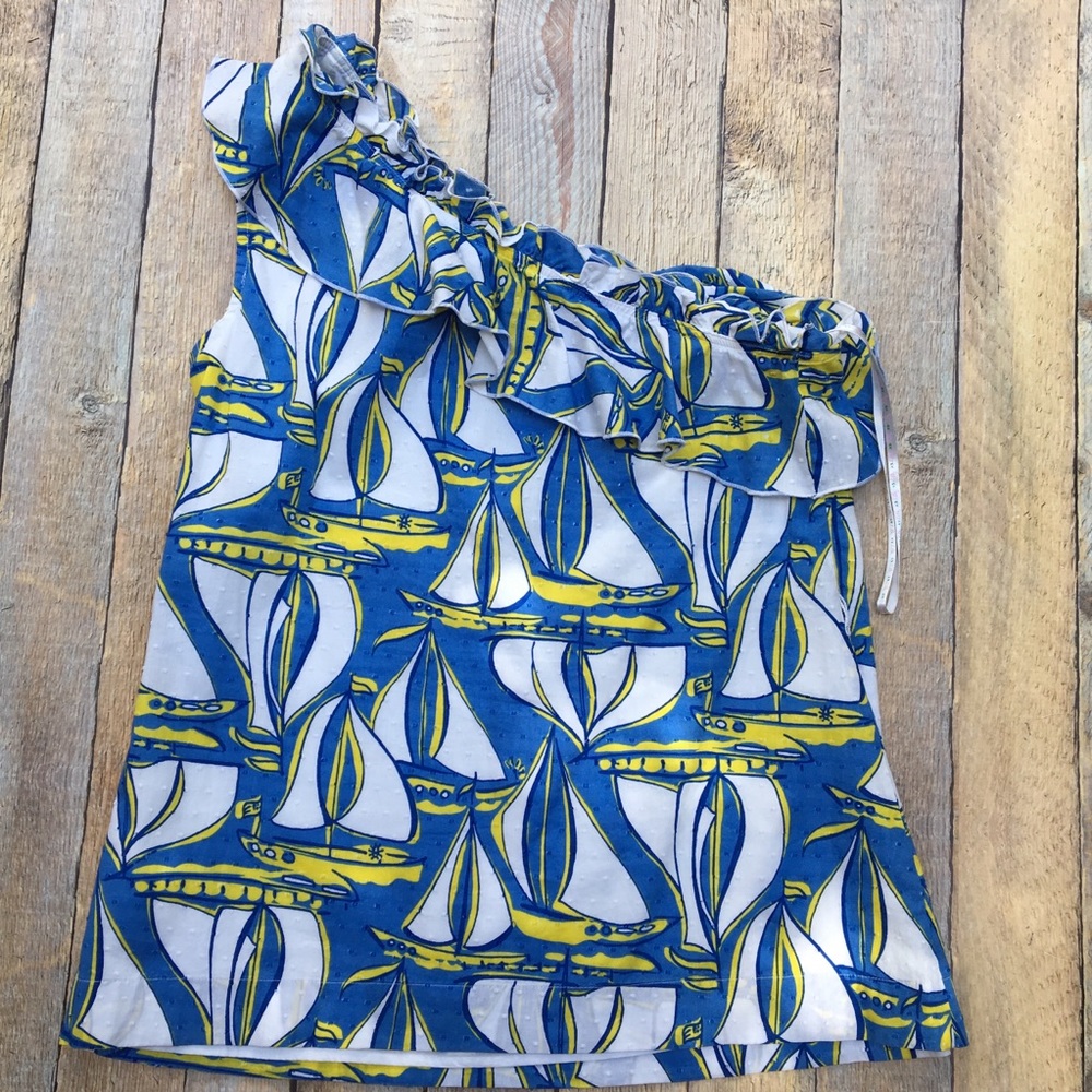 LILLY PULITZER EUC SAILBOAT ONE SHOULDER TANK - Picture 3 of 4